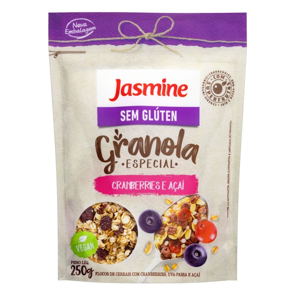 Granola Cranberries e Açaí sem Glúten Jasmine 250g
