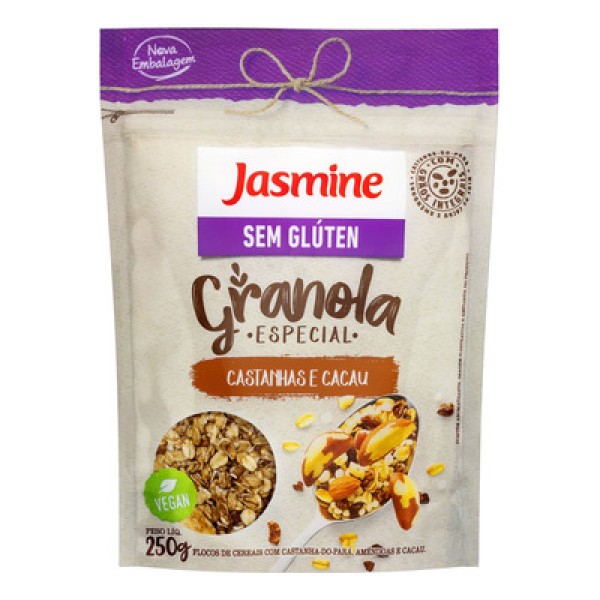 Granola Castanhas e Cacau sem Glúten Jasmine Especial Pouch 250g