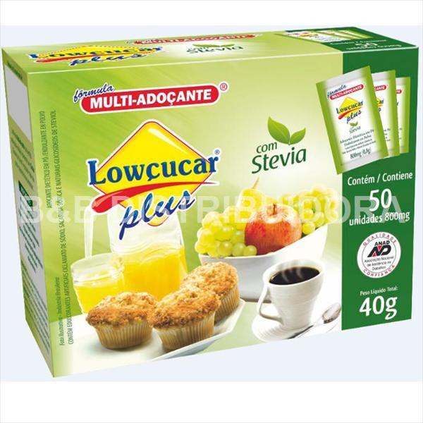 Encontraproduto.com.br - Adoçante Em Pó Plus com Stevia Sachê c/50 - Lowçúcar