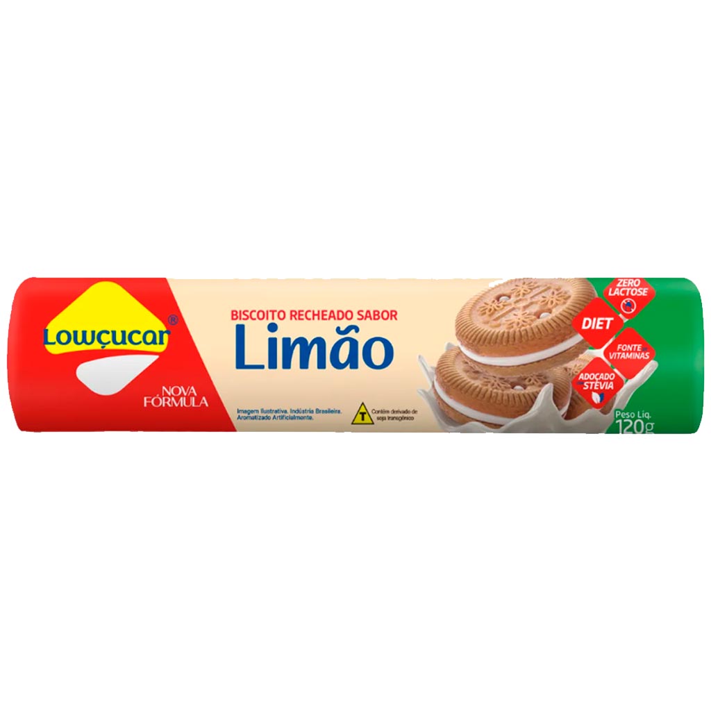 Encontraproduto.com.br - Biscoito Recheado Lowcucar Zero Açúcar Sem Lactose Limão 120g