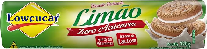 Encontraproduto.com.br - Biscoito Recheado Lowcucar Zero Açúcar Sem Lactose Limão 120g