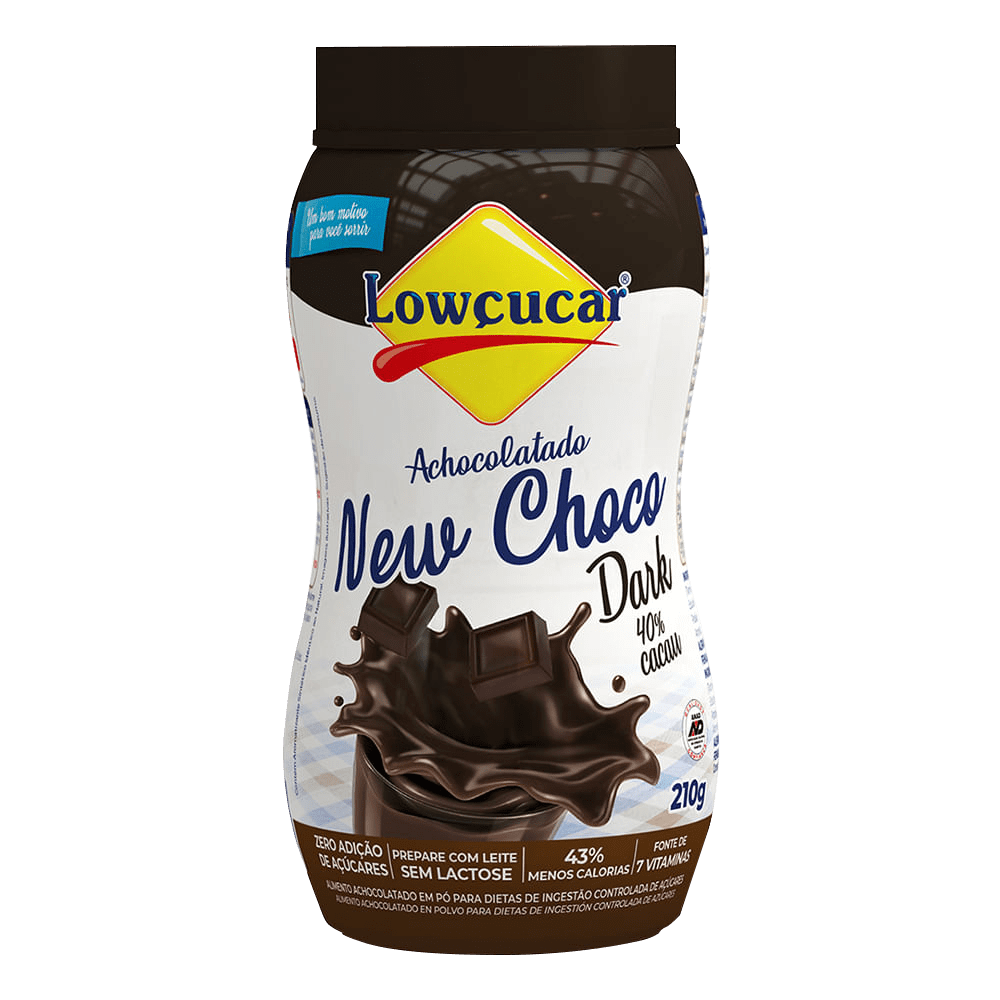 Encontraproduto.com.br - ACHOCOLATADO NEW CHOCO DARK SEM LACTOSE ZERO AÇÚCARES LOWÇUCAR 210G
