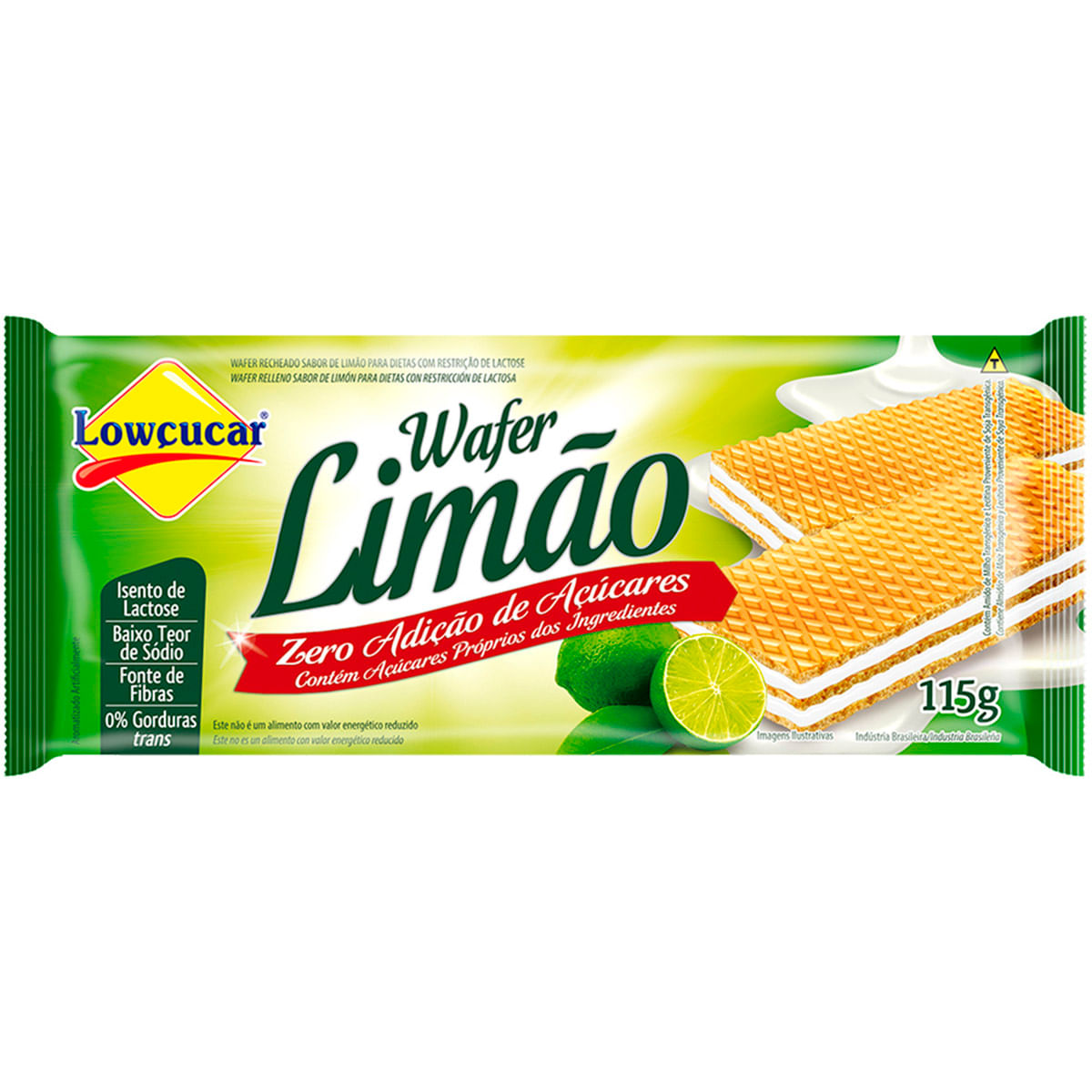 Encontraproduto.com.br - BISCOITO WAFER LOWCUCAR ZERO ACUCAR SEM LACTOSE LIMAO 115G