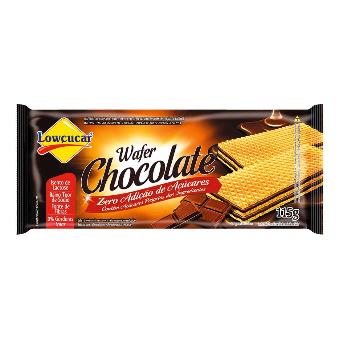 Encontraproduto.com.br - BISCOITO WAFER LOWCUCAR ZERO ACUCAR SEM LACTOSE CHOCOLATE 115G