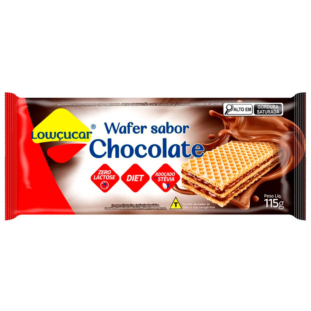 Encontraproduto.com.br - BISCOITO WAFER LOWCUCAR ZERO ACUCAR SEM LACTOSE CHOCOLATE 115G