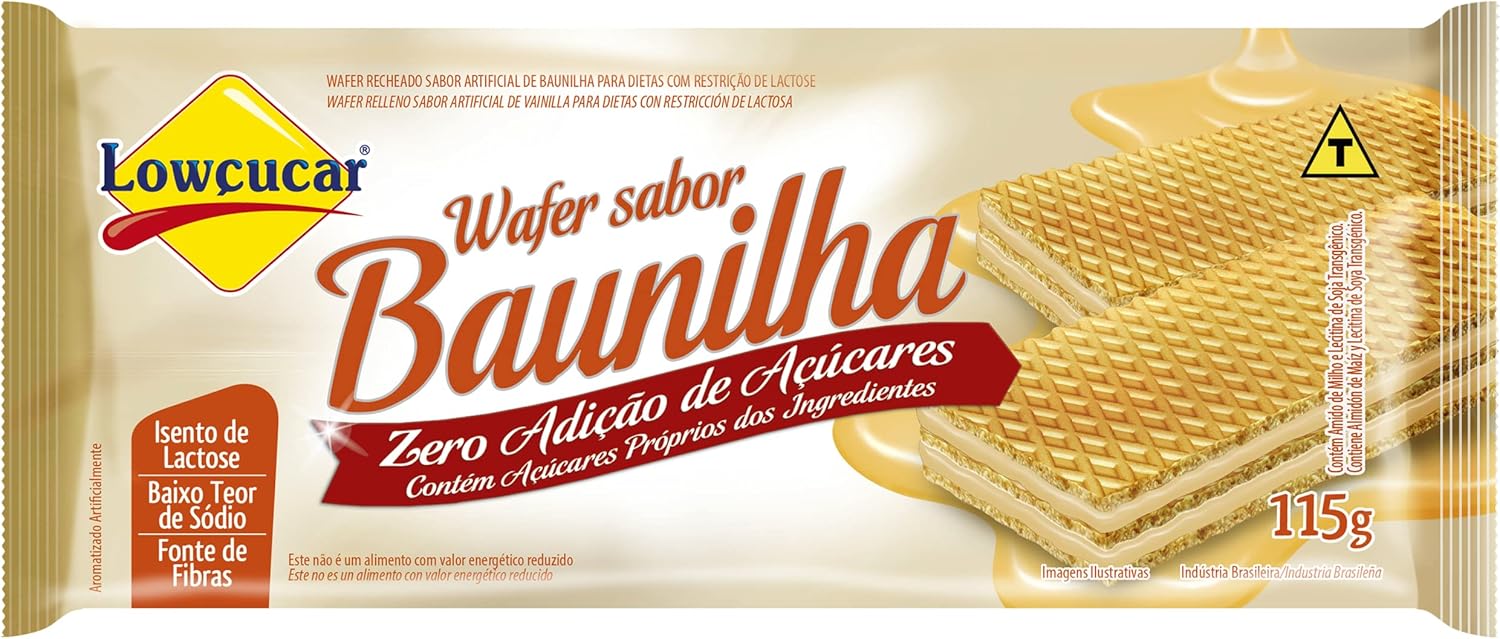 Encontraproduto.com.br - Wafer Zero Açúcar Sabor Baunilha 115g - Lowçucar