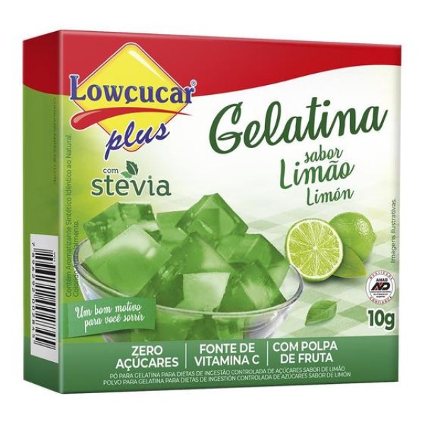 Encontraproduto.com.br - Pó Gelatina LOWÇUCAR Zero com Stévia Limão 10g