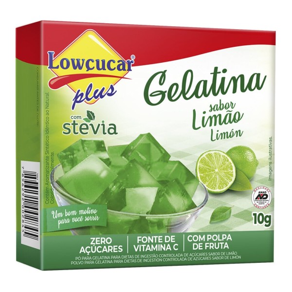 Encontraproduto.com.br - Pó Gelatina LOWÇUCAR Zero com Stévia Limão 10g