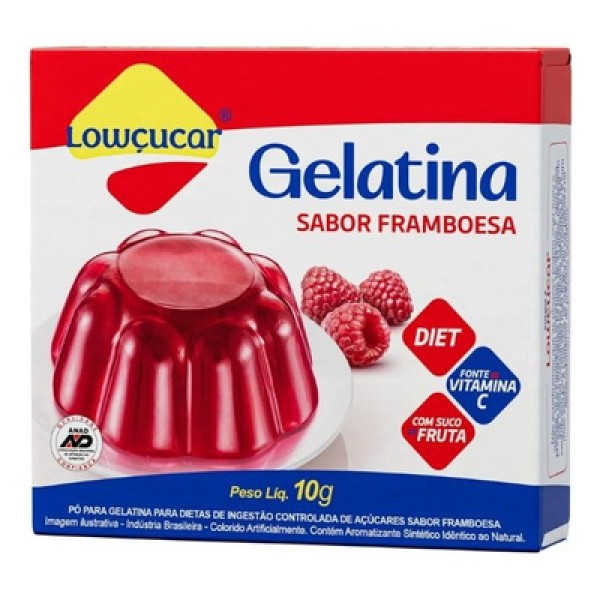 Gelatina Framboesa Diet 10g - Lowçúcar