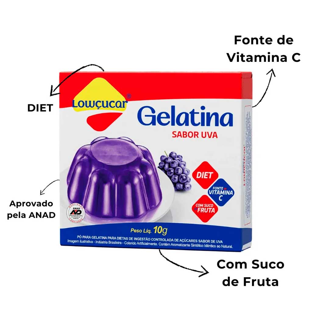 Encontraproduto.com.br - Gelatina Uva Diet 10g - Lowçúcar
