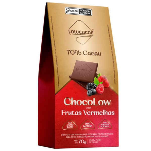 Tablete de Chocolate Chocolow 70% Cacau Frutas Vermelhas Diet 70g - Lowçúcar