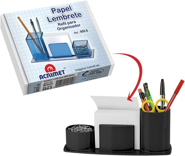 Encontraproduto.com.br - Papel Lembrete Acrimet Cintado com 200 Folhas Refil - Branco