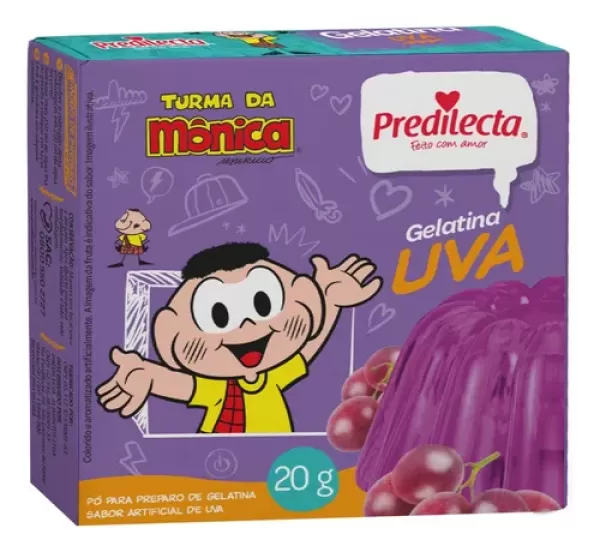 Preparo de Gelatina em Pó Uva Turma da Mônica Predilecta Caixa 20g