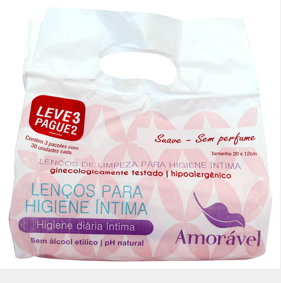 Lenços Umedecidos Amorável Higiene Íntima Pack Leve 3 Pague 2