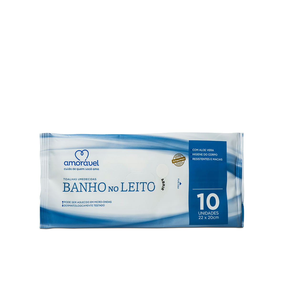 Toalha Umedecida Amorável Banho Leito Geriatrica Com 10 Unidades