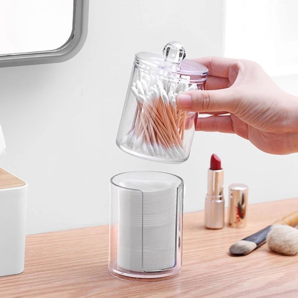 Organizador de Algodão/Cotonete em Plástico Resistente – Praticidade e Elegância para Sua Bancada