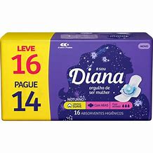 Encontraproduto.com.br - Absorvente Diana Fashion Noturno com Abas com 16 Unidades