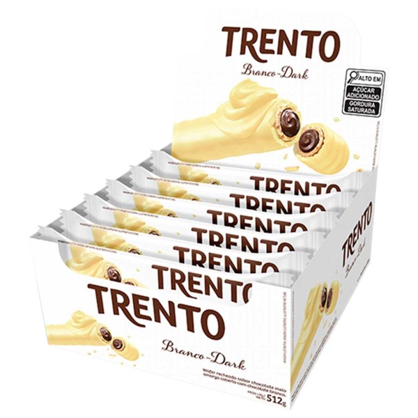 Chocolate Trento Branco Recheio Chocolate Amargo c/16 - Peccin