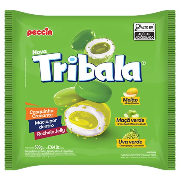 Bala Tribala Recheada 3 Frutas Verdes 500g - Peccin