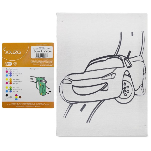 Encontraproduto.com.br - Tela Desenhada 16x22 Carro I Verde Souza - 8148