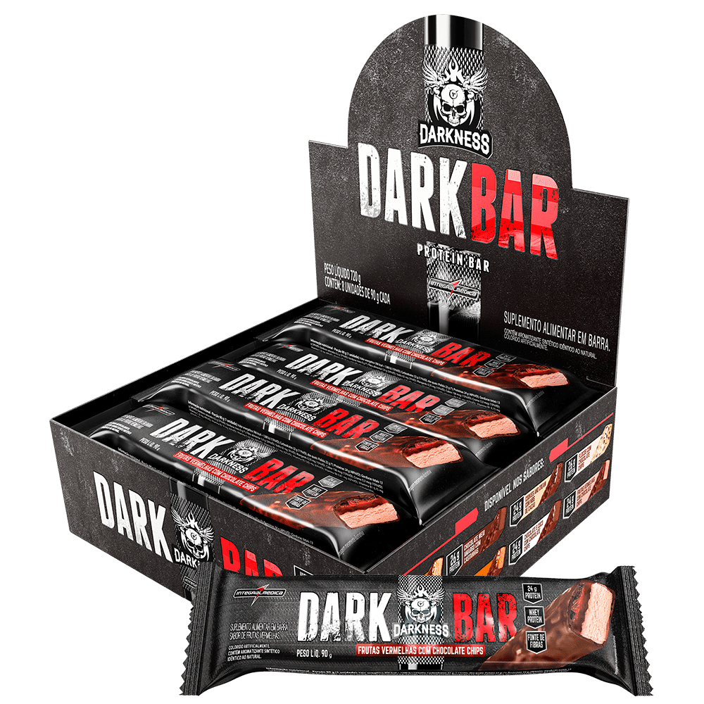 Encontraproduto.com.br - Darkness Whey Bar Caixa C/8 Unid Barras De Proteína Sabor Frutas Vermelhas