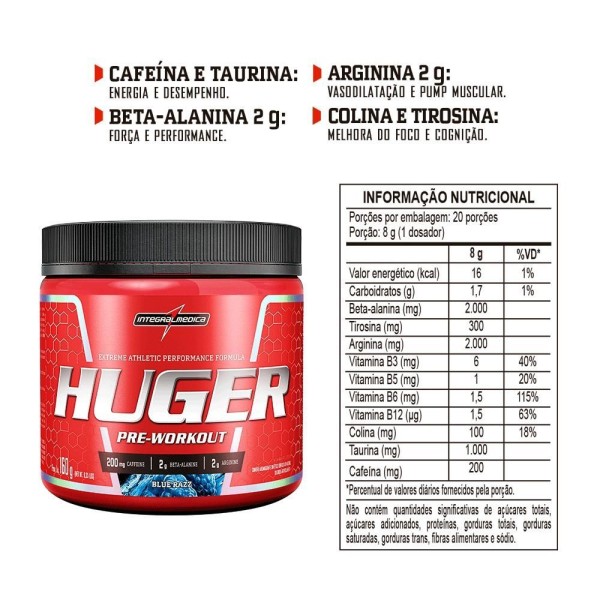 Encontraproduto.com.br - Huger Blue Razz Integralmedica 160g
