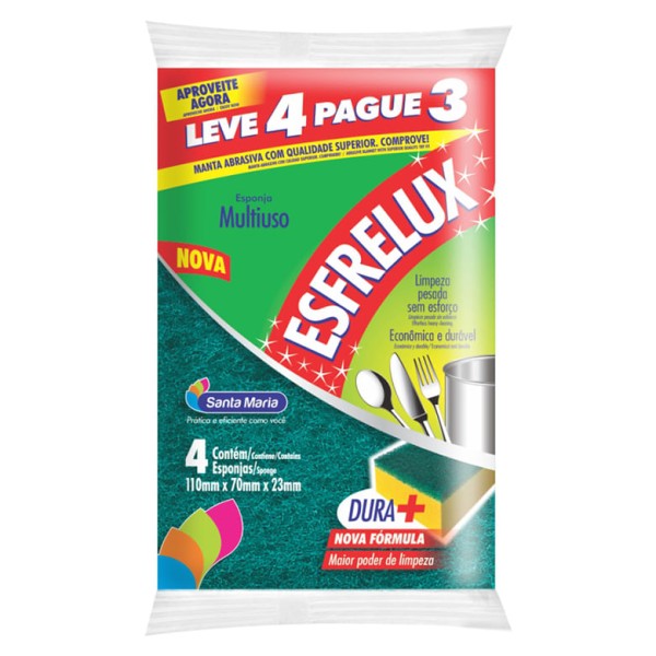 Encontraproduto.com.br - Esponja Esfrelux Pacote com 4 unidades