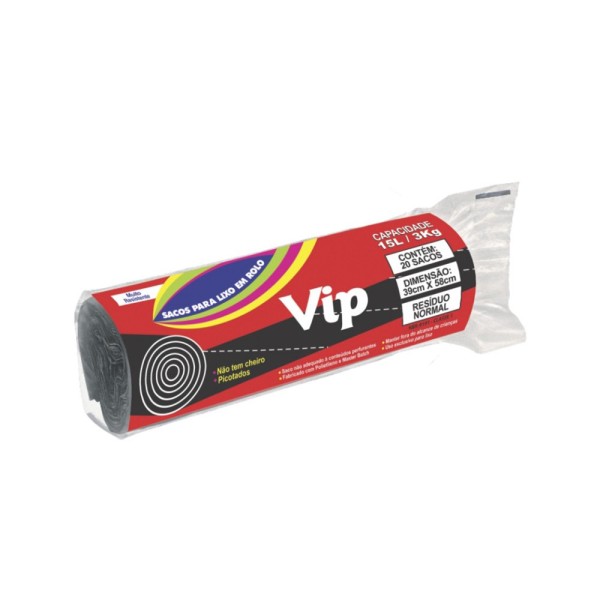 Saco Para Lixo Rolo 15L C/20 UN - Vip