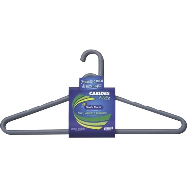 Encontraproduto.com.br - Kit 3 Cabides De Plástico Leves Resistes Tamanho Tradicional
