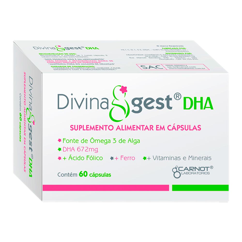 Encontraproduto.com.br - Suplemento Alimentar Divinagest Dha 60 Cápsulas