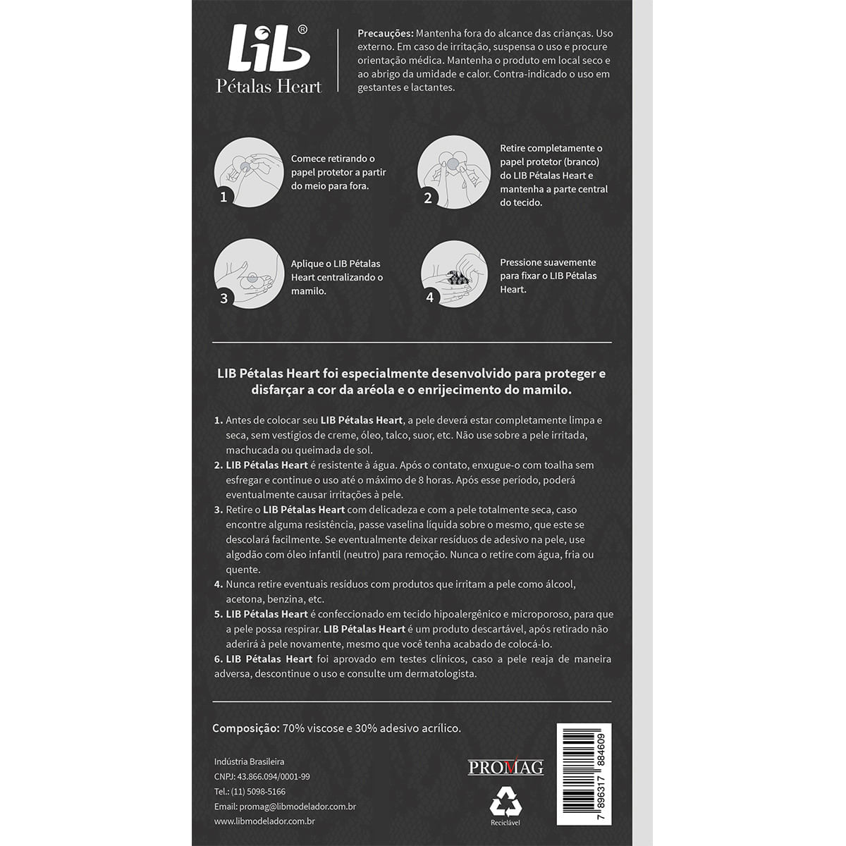 Encontraproduto.com.br - Protetor Modelador De Seios Lib Pétalas Heart Tamanho Único