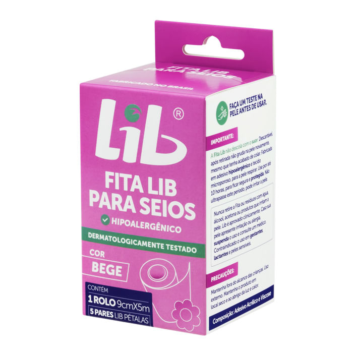 Encontraproduto.com.br - Fita Lib para Seios 1 Rolo 9cm x 5m + 5 Pares Lib Pétalas