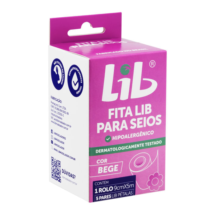 Encontraproduto.com.br - Fita Lib para Seios 1 Rolo 9cm x 5m + 5 Pares Lib Pétalas