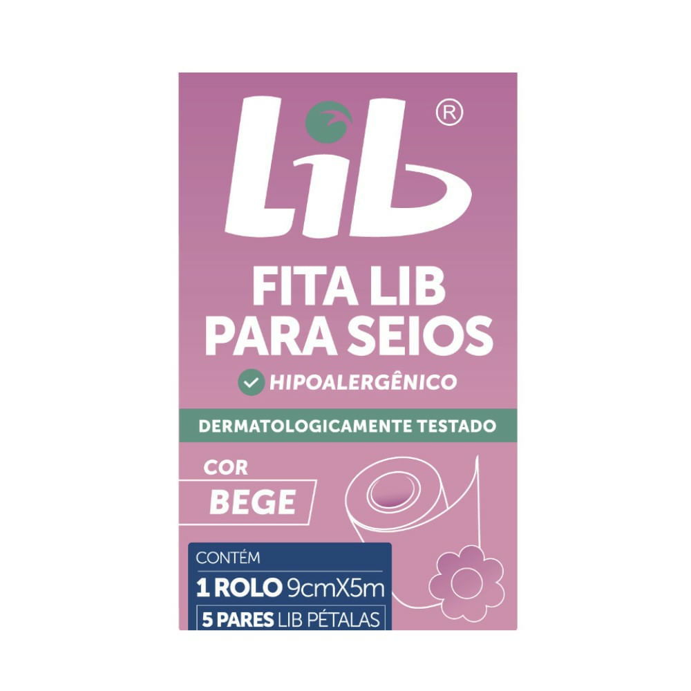Encontraproduto.com.br - Fita Lib para Seios 1 Rolo 9cm x 5m + 5 Pares Lib Pétalas