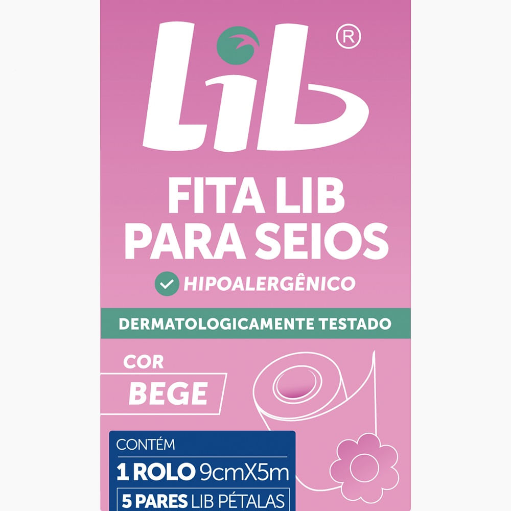 Encontraproduto.com.br - Fita Lib para Seios 1 Rolo 9cm x 5m + 5 Pares Lib Pétalas