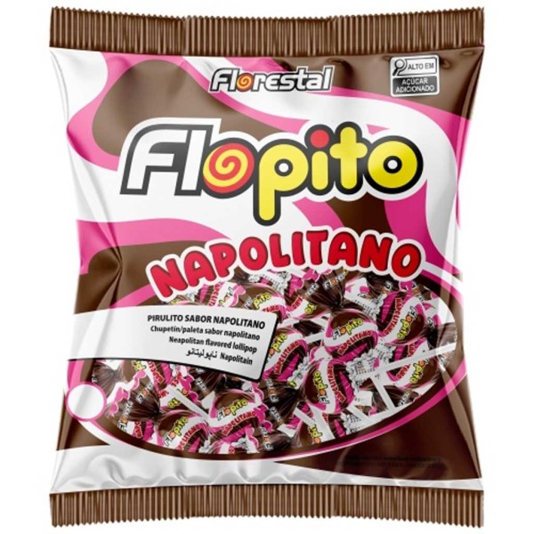 Encontraproduto.com.br - Pirulito Flopito Sabor Napolitano 500g - Florestal