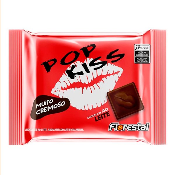Encontraproduto.com.br - Mini Tablete de Chocolate Pop Kiss Ao Leite 20g - Florestal