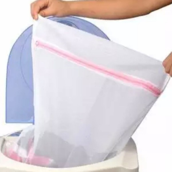 Encontraproduto.com.br - Saco Para Lavar Roupas Com Ziper 20cm X 25cm - 05 Unidades