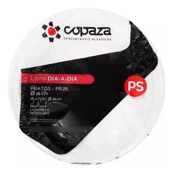 Encontraproduto.com.br - Prato Raso 26cm Branco Para Refeição Copaza Com 450 Unidades