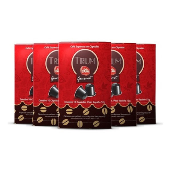 Café Expresso em Cápsulas Trium Cajubá Gourmet 52g Cx/ 10 Cápsulas. Compatível com Máquinas Nespresso.