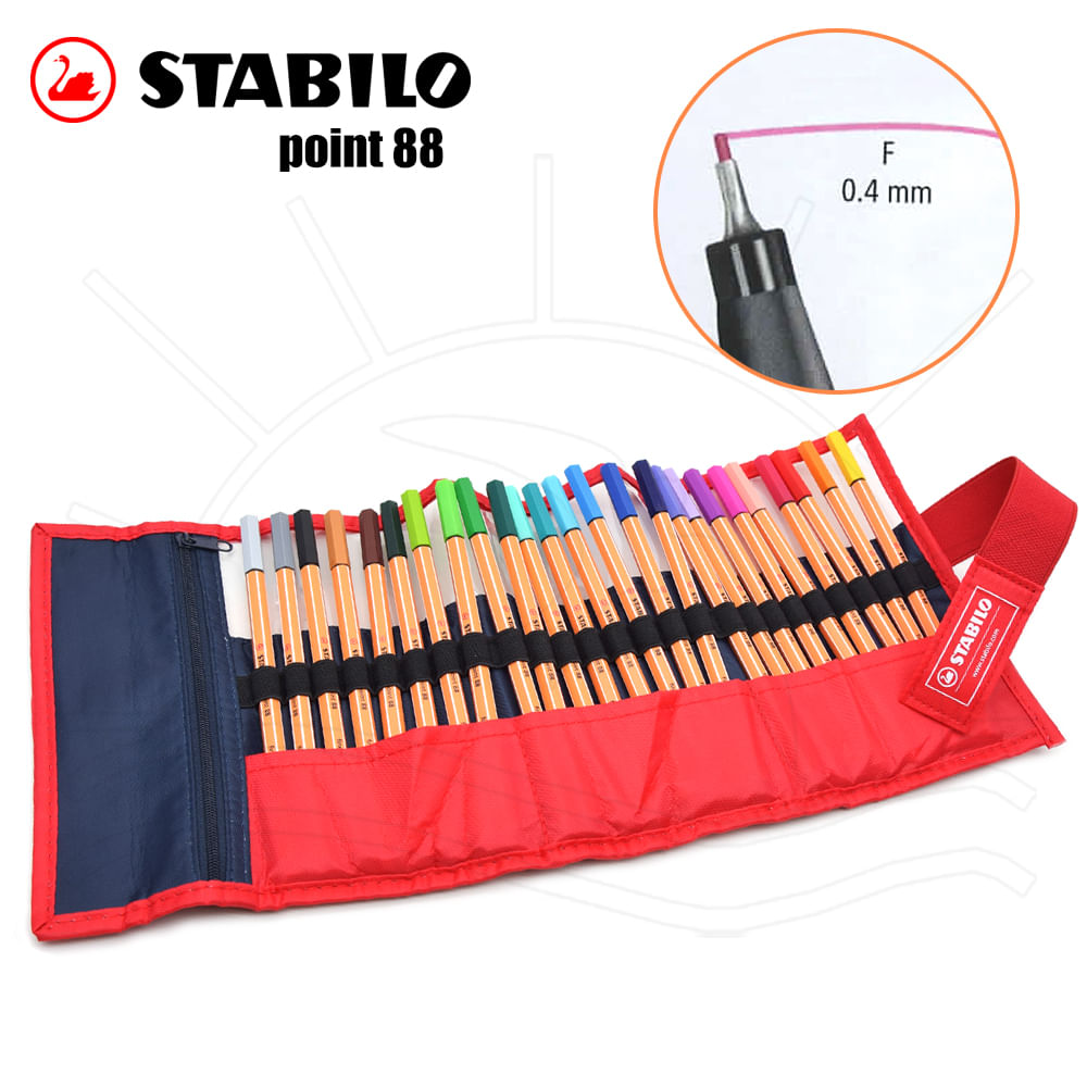Encontraproduto.com.br - Caneta Point88 0,4 mm com 25 Cores Estojo Nylon Ref.8825/021 Stabilo