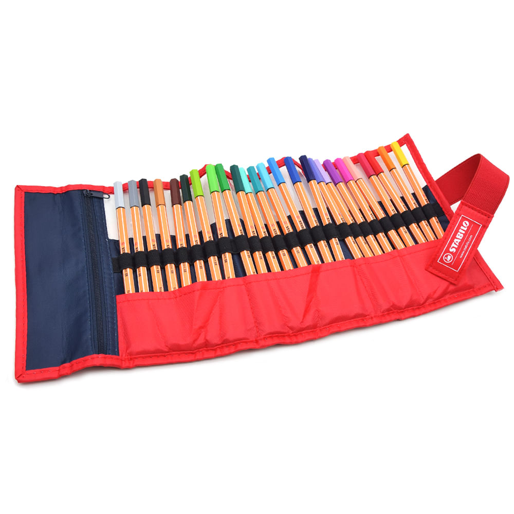 Encontraproduto.com.br - Caneta Point88 0,4 mm com 25 Cores Estojo Nylon Ref.8825/021 Stabilo