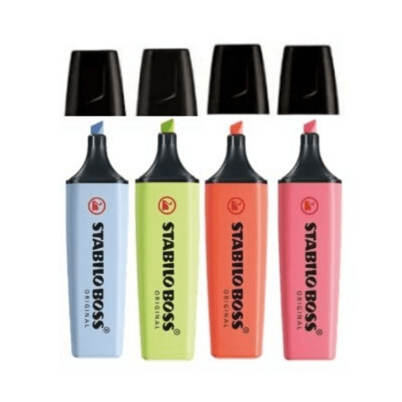 Encontraproduto.com.br - Estojo com 4 Marca Texto Stabilo Boss Tons Neon