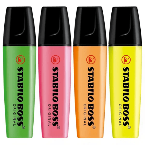Encontraproduto.com.br - Estojo com 4 Marca Texto Stabilo Boss Tons Neon
