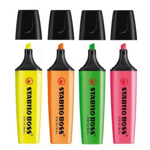 Encontraproduto.com.br - Estojo com 4 Marca Texto Stabilo Boss Tons Neon