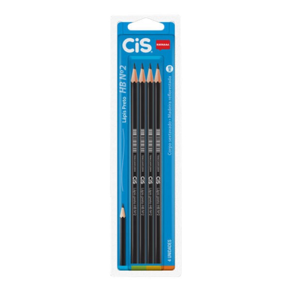 Encontraproduto.com.br - Lápis Preto Hb Blister Com 4 Unidades - Cis