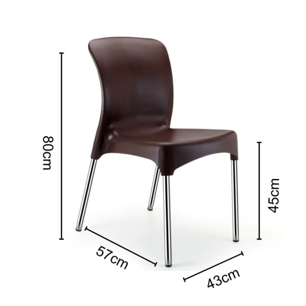 Encontraproduto.com.br - Cadeira Plástica Sec Line Coffee com Pés de Alumínio injeplastec