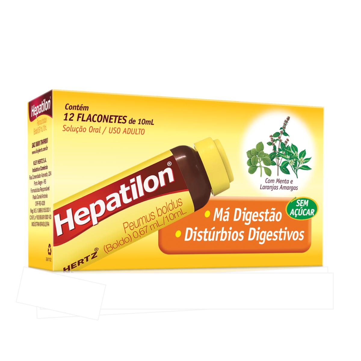 Encontraproduto.com.br - Hepatilon Com 12 flaconetes 10ml
