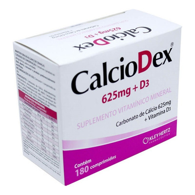Suplemento Vitaminico Mineral Calciodex Cálcio 625mg + Vitamina D3 Com 180 Comprimidos - Kley Hertz