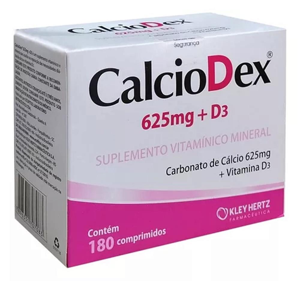 Encontraproduto.com.br - Suplemento Vitaminico Mineral Calciodex Cálcio 625mg + Vitamina D3 Com 180 Comprimidos - Kley Hertz